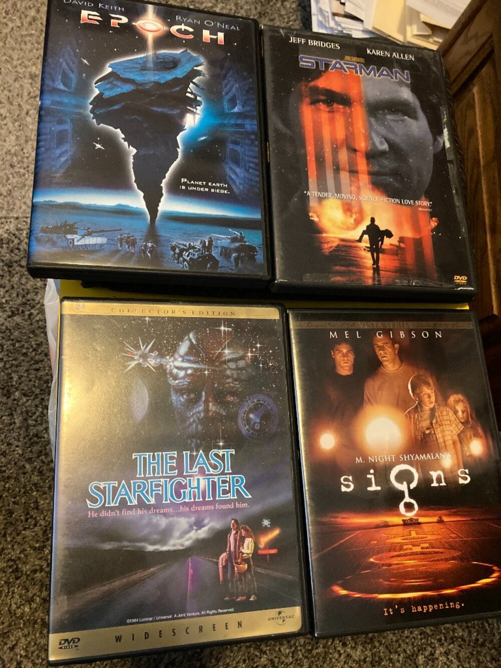 Epoch, Signs, The Last Starfighter, Starman, DVD's